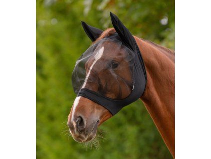 Komfortní maska proti hmyzu s ochranou uší SKINNY Waldhausen (Velikost PONY, Barva black)
