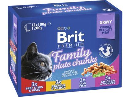 Kapsičky pro kočky Brit Premium Cat Pouches Family Plate 12 x 100 g