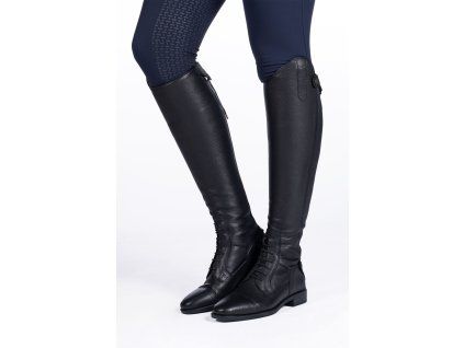 Vysoké jezdecké boty kožené -Titanium Style- short, width XS black