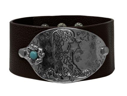 Western Leather Wrap Cuff Náramek - Kovbojská přezka
