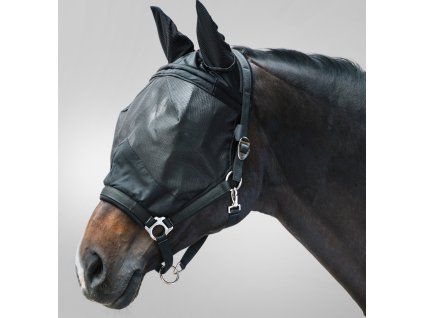 Maska proti hmyzu s integrovanou ohlávkou Premium Waldhausen (Velikost PONY, Barva black)