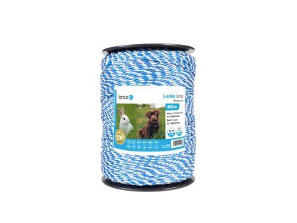 Lanko pro elektrický ohradník, průměr 3 mm, bílo-modré, 0,2 Ω/m