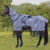 Síťovaná jezdecká deka Zebra Waldhausen, s krkem a třásněmi (Velikost 125 cm, Barva black/white)