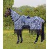Síťovaná jezdecká deka Zebra Waldhausen, s krkem a třásněmi (Velikost 125 cm, Barva black/white)